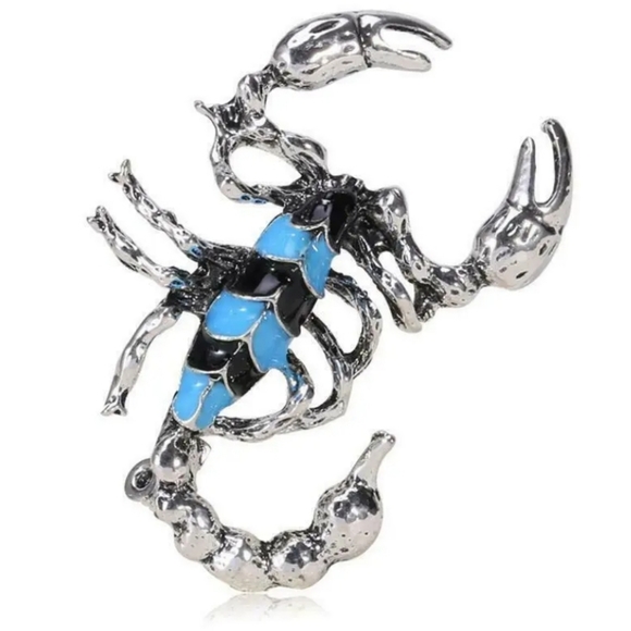 Silver plated black-and-blue scorpion  Necklace/brooch - Picture 8 of 15
